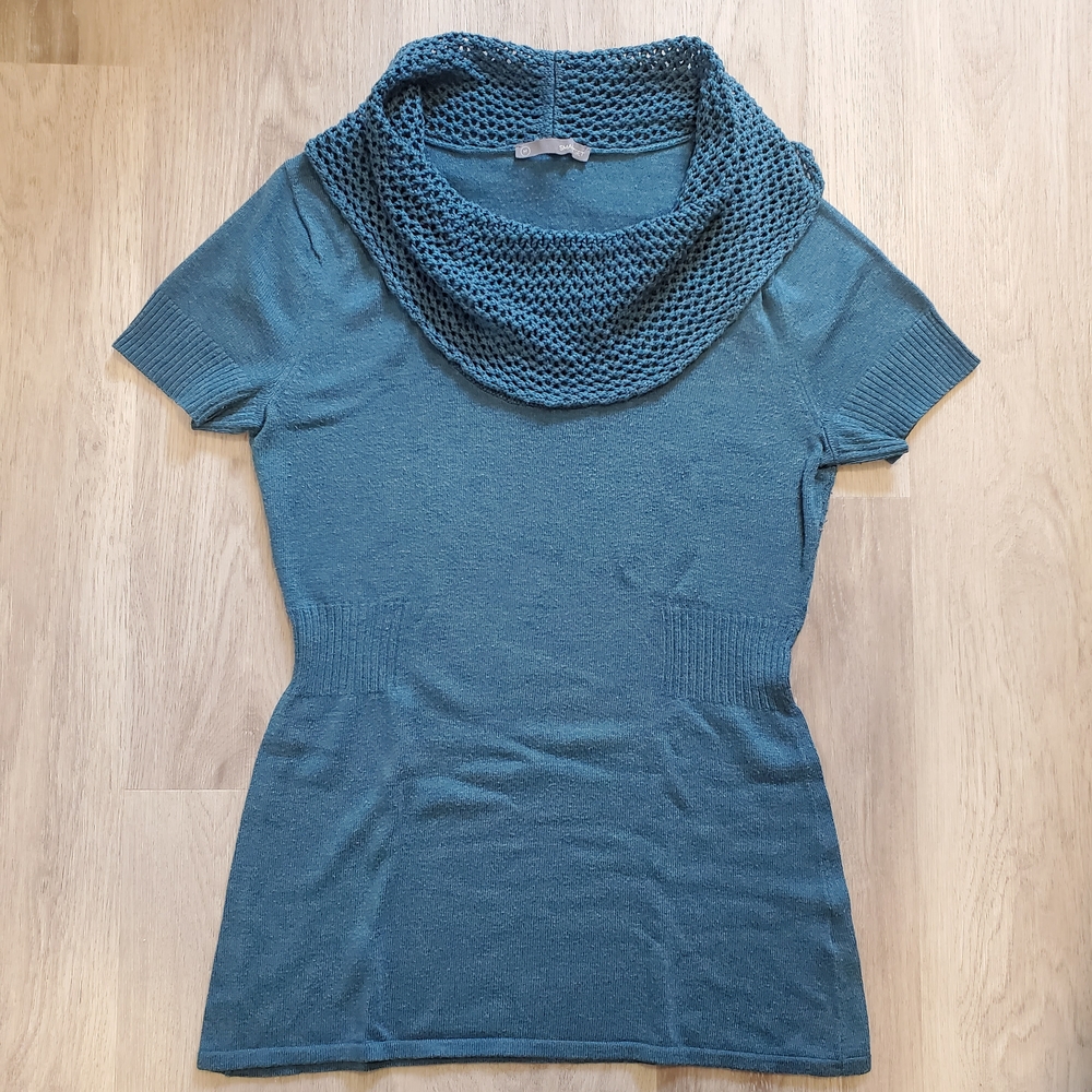 💐5/$35💐 Teal Cowl Neck Short Sleeve Sweater - Smart Set - M